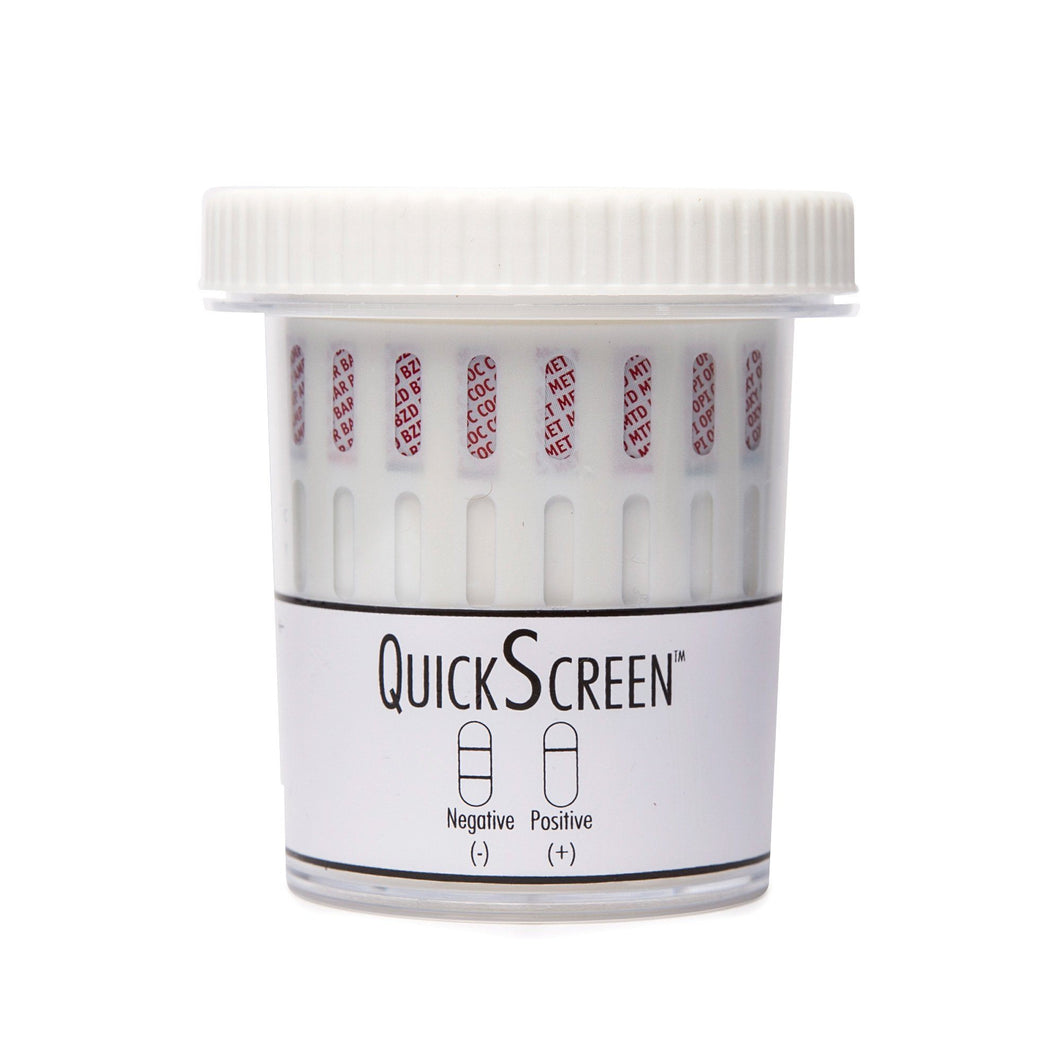 (25 Pack) 9 Panel QuickScreen Cup - 9417Z - AMP, BZD, BUP, COC-300, MET-500, OPI-300, OXY, PCP, THC + Timer-Countrywide Testing