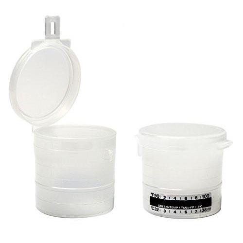 100273 - 60mL Flip Top Snap Lid Urine Specimen Collection Cup with Hinged Interlocking Latch & Temperature Strip (4pack)-Countrywide Testing