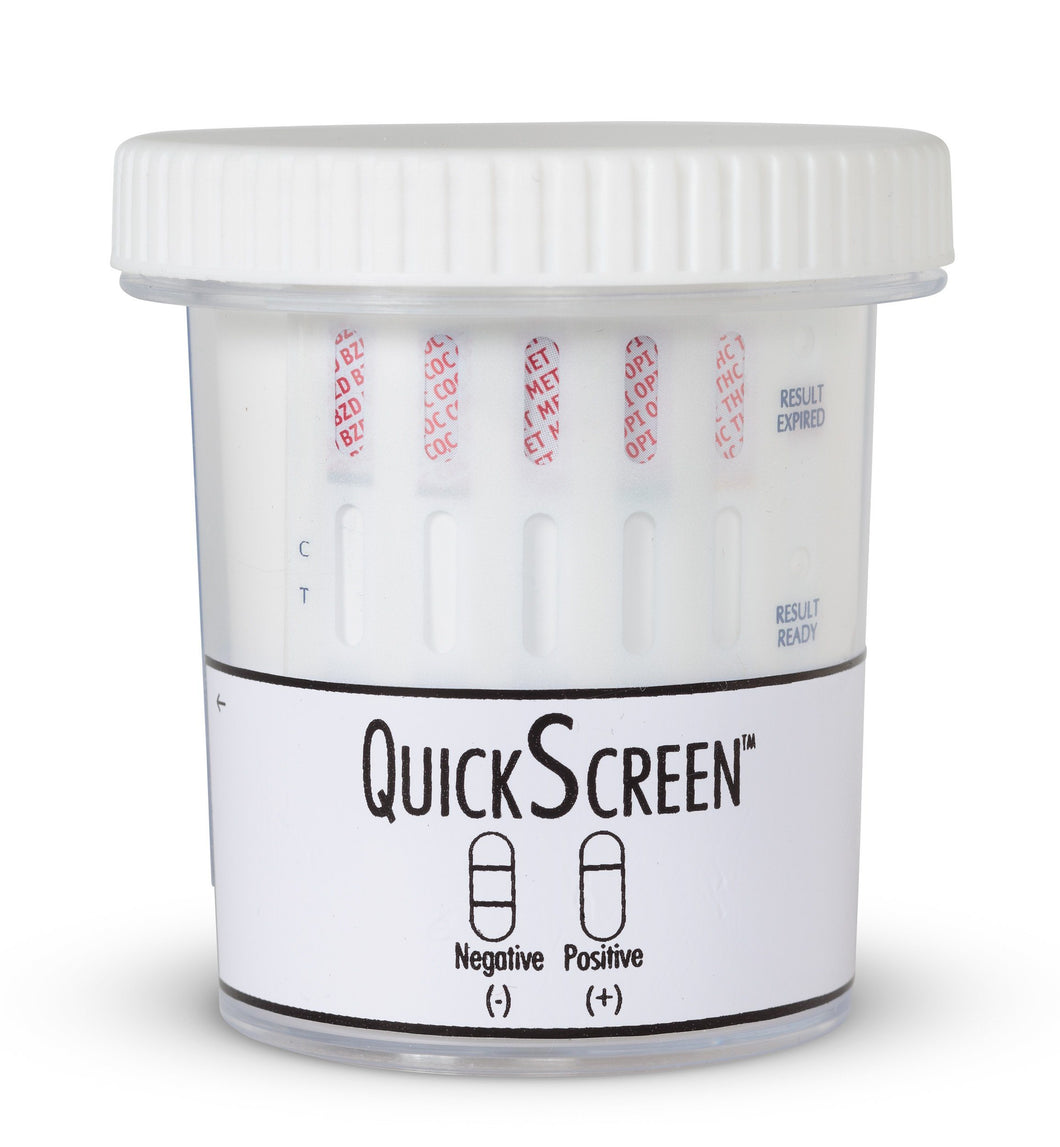 5 Panel QuickScreen Cup - 9162Z - BZD, COC, MET-500, OPI-300, THC + Timer-Countrywide Testing