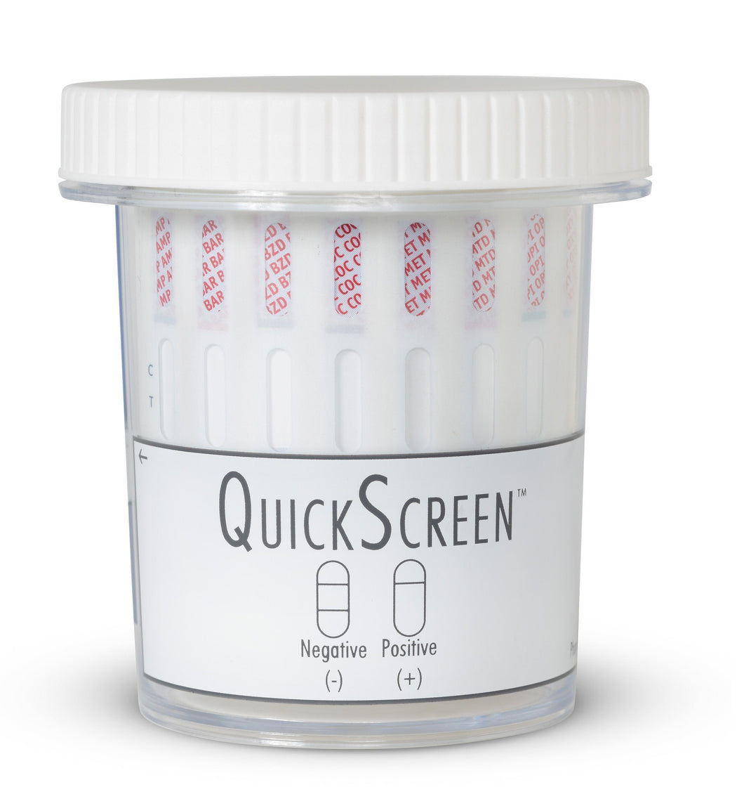 (25 Pack) 10 Panel QuickScreen Cup - 9298Z - AMP, BAR, BZD, COC, MET-500, MTD, OPI-300, OXY, PCP, THC + Timer-Countrywide Testing