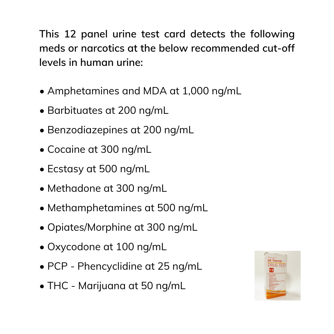 12 Panel (Multiple Drug) QuickScreen At Home DIP CARD Test